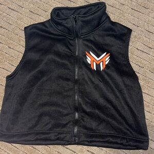 Orange and white M branded black vest NWOT
